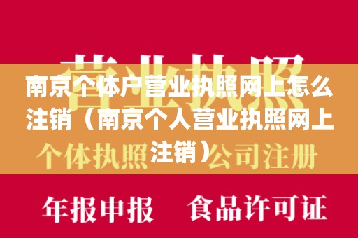 南京个体户营业执照网上怎么注销（南京个人营业执照网上注销）