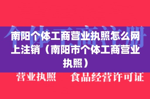 南阳个体工商营业执照怎么网上注销（南阳市个体工商营业执照）