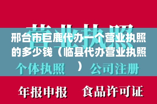 邢台市巨鹿代办一个营业执照的多少钱（临县代办营业执照）