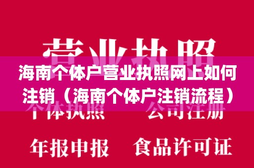 海南个体户营业执照网上如何注销（海南个体户注销流程）