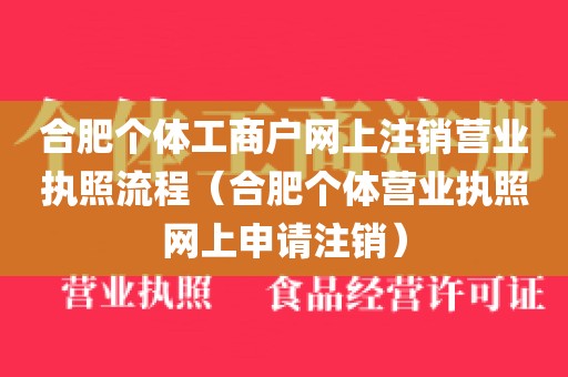 合肥个体工商户网上注销营业执照流程（合肥个体营业执照网上申请注销）
