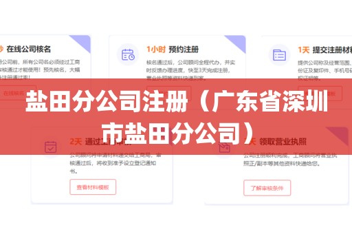 盐田分公司注册（广东省深圳市盐田分公司）