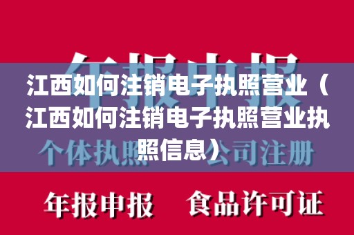 江西如何注销电子执照营业（江西如何注销电子执照营业执照信息）