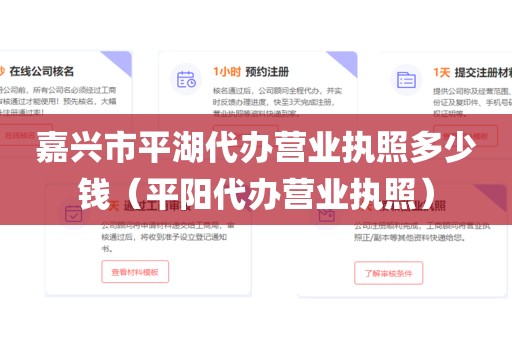 嘉兴市平湖代办营业执照多少钱（平阳代办营业执照）