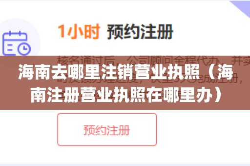 海南去哪里注销营业执照（海南注册营业执照在哪里办）