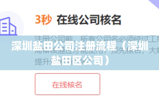 深圳盐田公司注册流程（深圳盐田区公司）