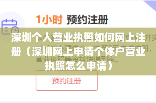 深圳个人营业执照如何网上注册(深圳网上申请个体户营业执照怎么申请)
