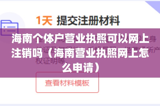 海南个体户营业执照可以网上注销吗（海南营业执照网上怎么申请）