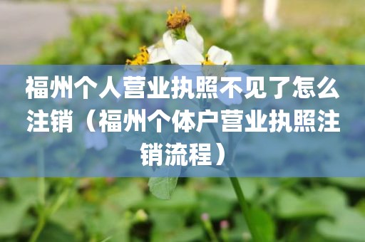 福州个人营业执照不见了怎么注销（福州个体户营业执照注销流程）