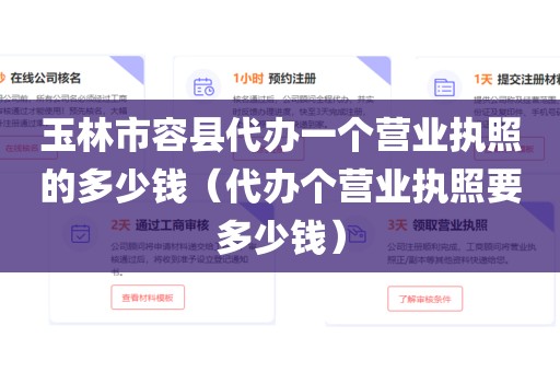 玉林市容县代办一个营业执照的多少钱（代办个营业执照要多少钱）