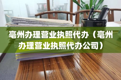亳州办理营业执照代办(亳州办理营业执照代办公司)