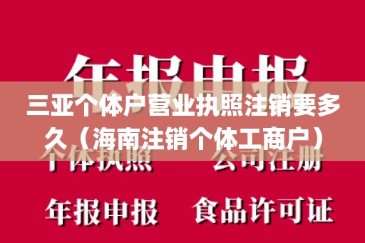 三亚个体户营业执照注销要多久（海南注销个体工商户）
