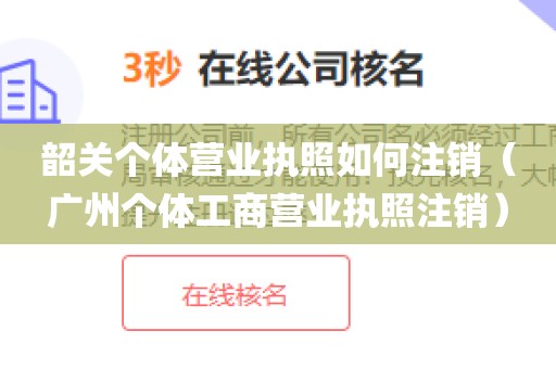 韶关个体营业执照如何注销（广州个体工商营业执照注销）