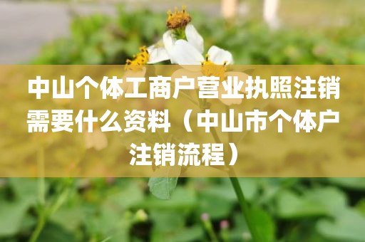 中山个体工商户营业执照注销需要什么资料（中山市个体户注销流程）