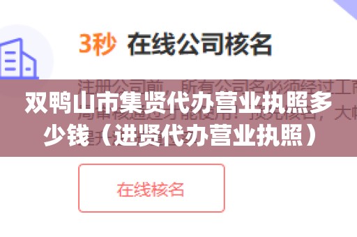 双鸭山市集贤代办营业执照多少钱(进贤代办营业执照)