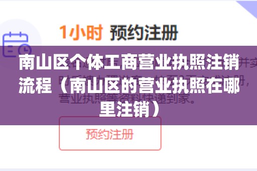 南山区个体工商营业执照注销流程（南山区的营业执照在哪里注销）