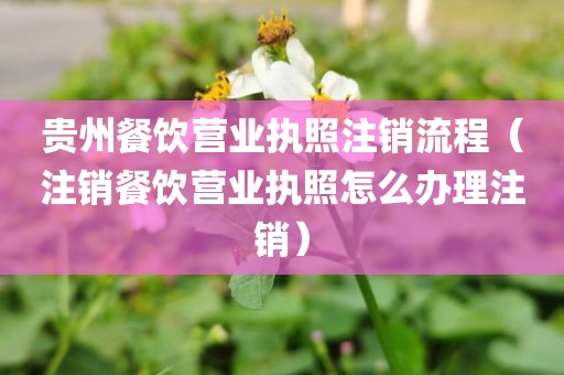 贵州餐饮营业执照注销流程（注销餐饮营业执照怎么办理注销）