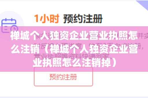 禅城个人独资企业营业执照怎么注销(禅城个人独资企业营业执照怎么注销掉)