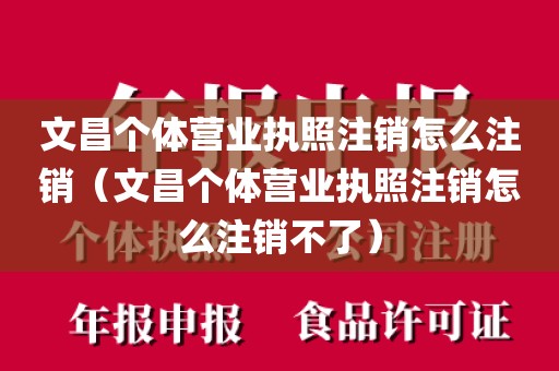 文昌个体营业执照注销怎么注销（文昌个体营业执照注销怎么注销不了）