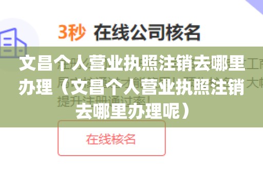文昌个人营业执照注销去哪里办理（文昌个人营业执照注销去哪里办理呢）