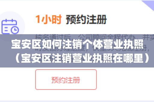 宝安区如何注销个体营业执照（宝安区注销营业执照在哪里）