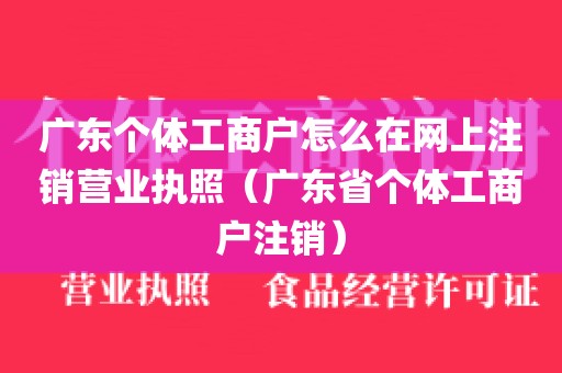 广东个体工商户怎么在网上注销营业执照（广东省个体工商户注销）