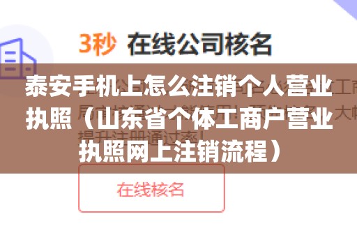 泰安手机上怎么注销个人营业执照（山东省个体工商户营业执照网上注销流程）