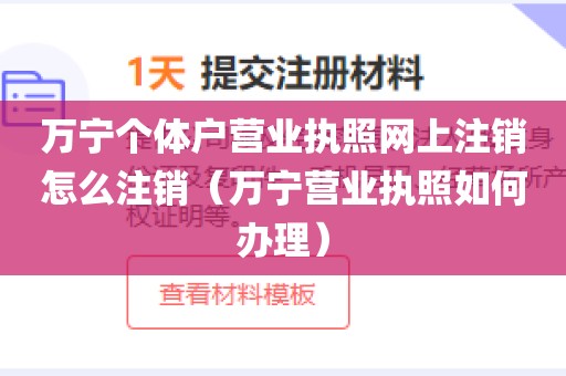 万宁个体户营业执照网上注销怎么注销（万宁营业执照如何办理）