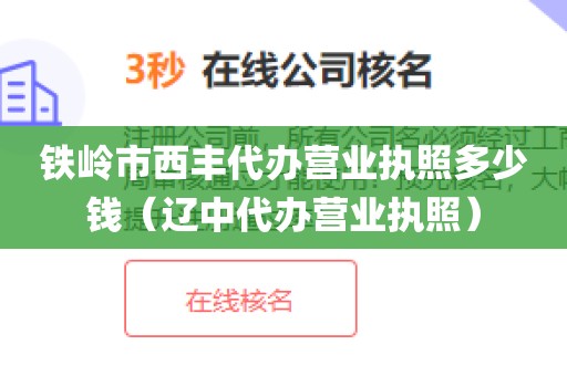 铁岭市西丰代办营业执照多少钱（辽中代办营业执照）