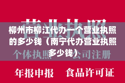 柳州市柳江代办一个营业执照的多少钱(南宁代办营业执照多少钱)