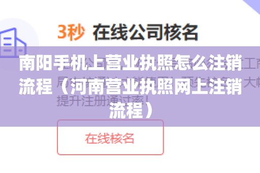 南阳手机上营业执照怎么注销流程（河南营业执照网上注销流程）