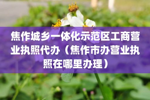 焦作城乡一体化示范区工商营业执照代办（焦作市办营业执照在哪里办理）