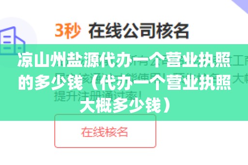 凉山州盐源代办一个营业执照的多少钱（代办一个营业执照大概多少钱）