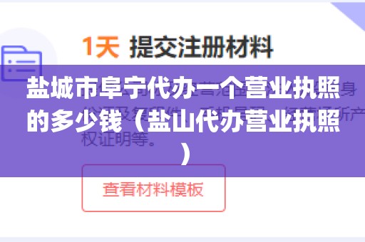 盐城市阜宁代办一个营业执照的多少钱（盐山代办营业执照）