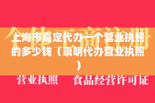 上海市嘉定代办一个营业执照的多少钱（崇明代办营业执照）