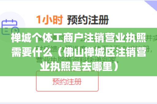 禅城个体工商户注销营业执照需要什么（佛山禅城区注销营业执照是去哪里）
