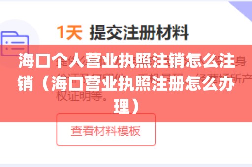海口个人营业执照注销怎么注销（海口营业执照注册怎么办理）