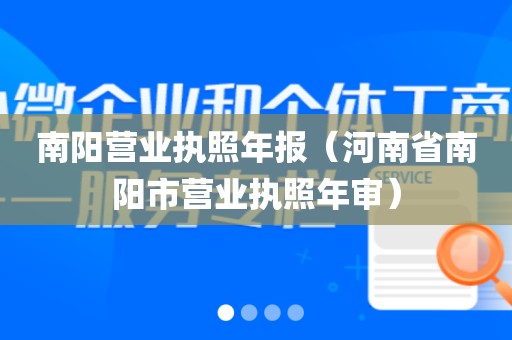 南阳营业执照年报（河南省南阳市营业执照年审）