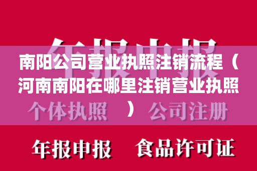 南阳公司营业执照注销流程（河南南阳在哪里注销营业执照）