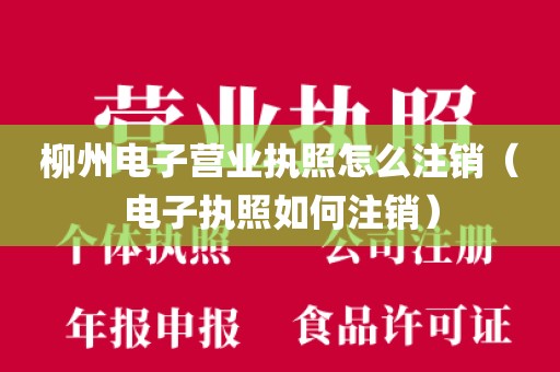 柳州电子营业执照怎么注销（电子执照如何注销）