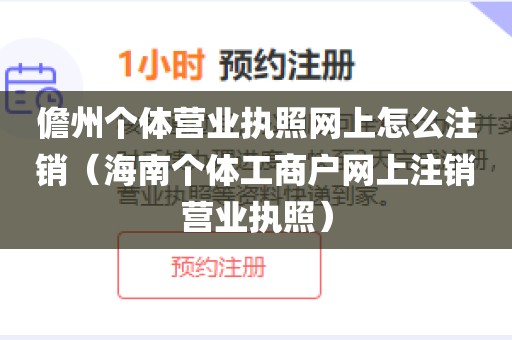 儋州个体营业执照网上怎么注销（海南个体工商户网上注销营业执照）
