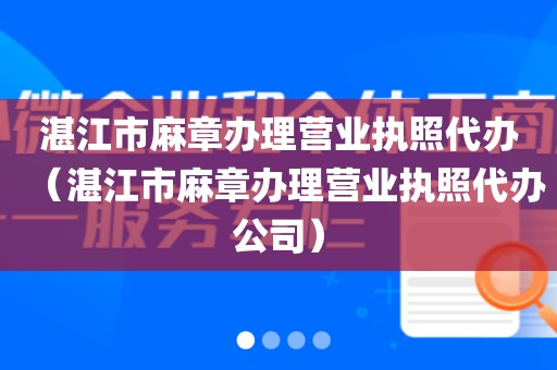 湛江市麻章办理营业执照代办(湛江市麻章办理营业执照代办公司)