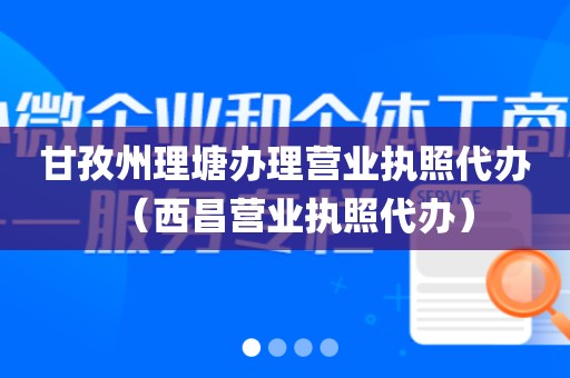 甘孜州理塘办理营业执照代办（西昌营业执照代办）