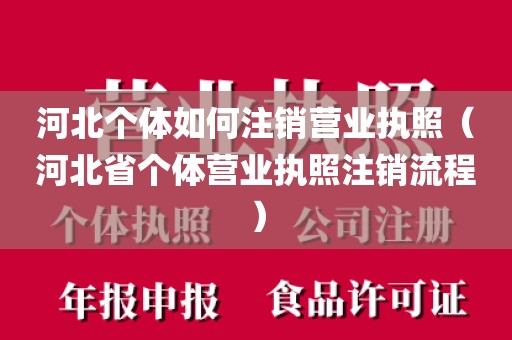 河北个体如何注销营业执照（河北省个体营业执照注销流程）