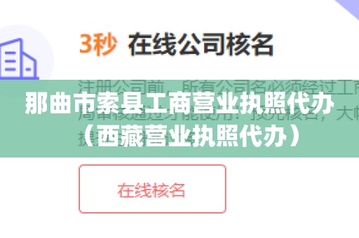 那曲市索县工商营业执照代办（西藏营业执照代办）