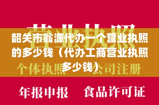 韶关市翁源代办一个营业执照的多少钱（代办工商营业执照多少钱）