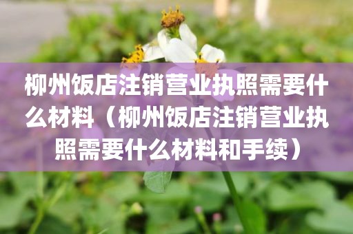 柳州饭店注销营业执照需要什么材料（柳州饭店注销营业执照需要什么材料和手续）