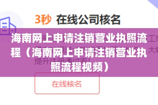 海南网上申请注销营业执照流程（海南网上申请注销营业执照流程视频）