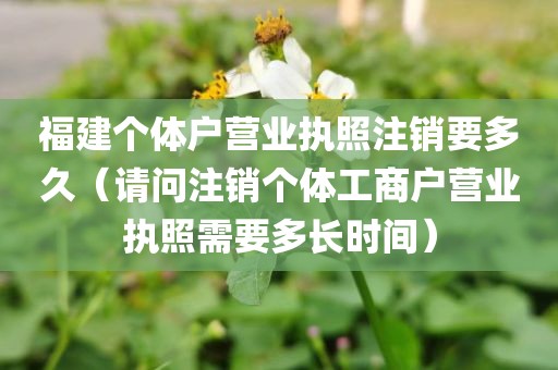 福建个体户营业执照注销要多久（请问注销个体工商户营业执照需要多长时间）