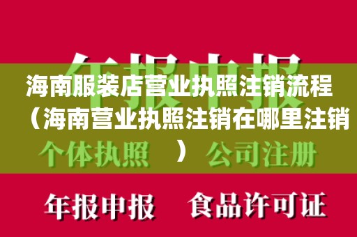 海南服装店营业执照注销流程（海南营业执照注销在哪里注销）